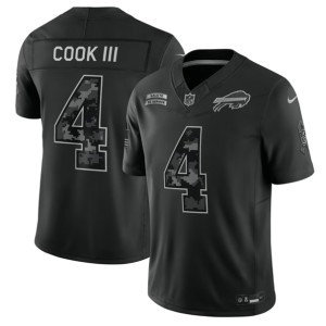 Buffalo Bills 4 James Cook III Black 2026 Salute to Service F.U.S.E. Vapor Limited Men Jersey