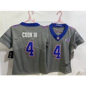 Buffalo Bills 4 James Cook III Gray 2026 Nickel City Vapor Limited Youth Jersey