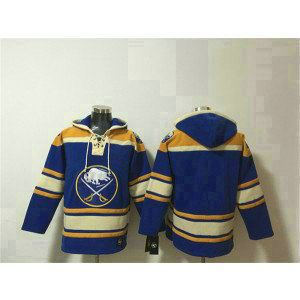 Buffalo Sabres Blank Blue Ageless Must-Have Lace-Up Pullover Hoodie