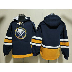 Buffalo Sabres Blank Navy Ageless Must-Have Lace-Up Pullover Hoodie