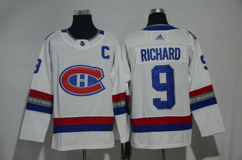 Canadiens 9 Maurice Richard White 2017 NHL 100 Classic Adidas Jersey