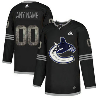 Canucks Black Shadow Logo Print Men's Customized Adidas Jersey