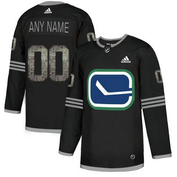 Canucks Black Shadow Logo Print Men's Customized Alternate Adidas Jersey