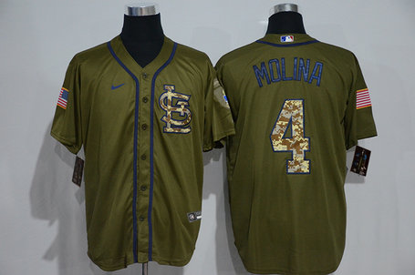 Cardinals 4 Yadier Molina Olive 2020 Nike Cool Base Jersey