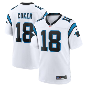 Carolina Panthers 18 Jalen Coker White Vapor Limited Men Jersey