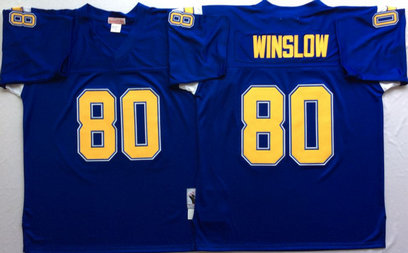 Chargers 80 Kellen Winslow Blue M&N Throwback Jersey