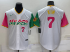 Cheap Men's San Diego Padres #7 Ha Seong Kim Number White 2022 City Connect Cool Base Stitched Jersey Cheap Men's San Diego Padres #7 Ha Seong Kim Number White 2022 City Connect Cool Base Stitched Jersey