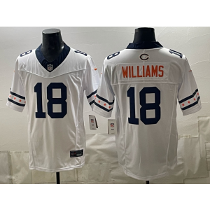 Chicago Bears 18 Williams White F.U.S.E. Vapor Limited Men Jersey