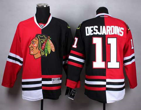Chicago Blackhawks #11 Andrew Desjardins Red Black Two Tone Jersey Chicago Blackhawks #11 Andrew Desjardins Red Black Two Tone Jersey