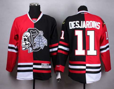 Chicago Blackhawks #11 Andrew Desjardins Red Black Two Tone With Black Skulls Jersey Chicago Blackhawks #11 Andrew Desjardins Red Black Two Tone With Black Skulls Jersey