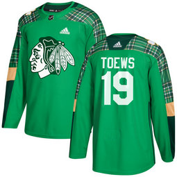 Chicago Blackhawks #19 Jonathan Toews Adidas Green St. Patrick's Day Authentic Practice Stitched NHL Jersey