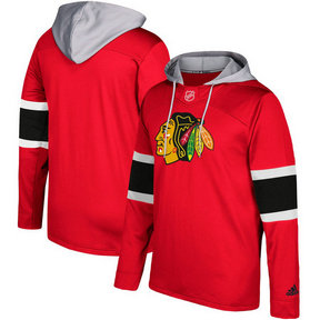 Chicago Blackhawks Adidas Silver Jersey Pullover Hoodie Red