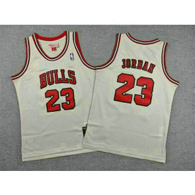 Chicago Bulls 23 Jordan Cream Youth Jersey