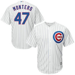 Chicago Cubs #47 Miguel Montero Majestic Home White Official Men's Cool Base Replica Player Jersey
