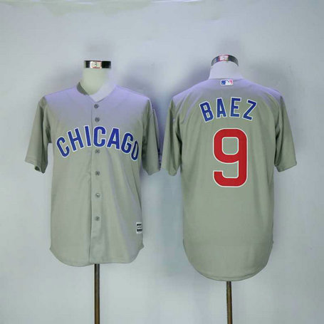 Chicago Cubs #9 Javier Baez Grey Cool Base Jersey