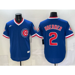 Chicago Cubs 2 Hoerner Blue Throwback Men Jersey with 150th Patch