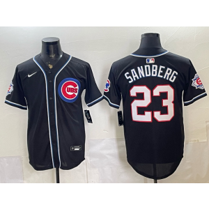 Chicago Cubs 23 Ryne Sandberg 2026 Black Out Cool Base Men Jersey with150th Patch