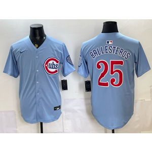 Chicago Cubs 25 Ballestros Light Blue Cool Base Men Jersey
