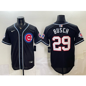 Chicago Cubs 29 Busch 2026 Black Out Cool Base Men Jersey with150th Patch