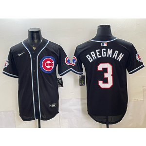 Chicago Cubs 3 Bregman 2026 Black Out Cool Base Men Jersey with150th Patch
