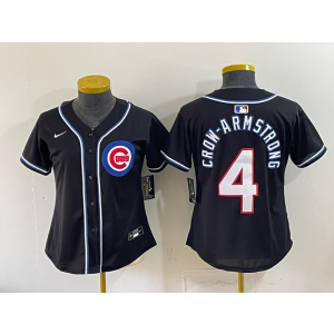Chicago Cubs 4 Crow-armstrong Black Out Women Jersey