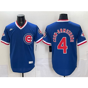 Chicago Cubs 4 Pete Crow-Armstrong Blue Throwback Men Jersey with 150th Patch