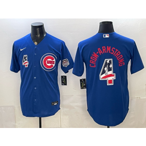 Chicago Cubs 4 Pete Crow-Armstrong Blue USA 250 Fourth of July Cool Base Men Jersey