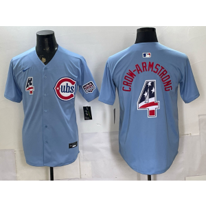 Chicago Cubs 4 Pete Crow-Armstrong Light Blue USA 250 Fourth of July Cool Base Men Jersey