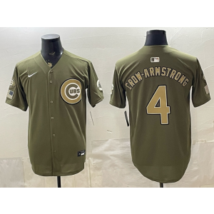 Chicago Cubs 4 Pete Crow-Armstrong Olive Salute to Service Cool Base Men Jersey