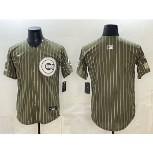 Chicago Cubs Blank Olive Cool Base Men Jersey