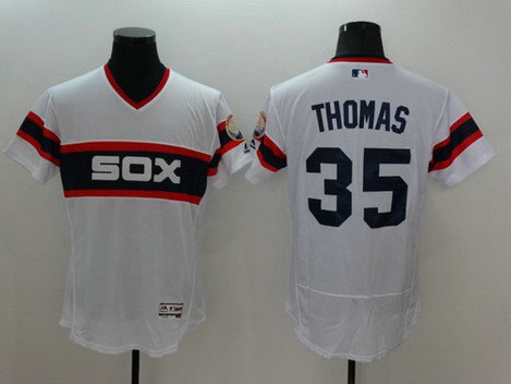 Chicago White Sox #35 Frank Thomas Retired White Pullover 2016 Flexbase Majestic Baseball Jersey