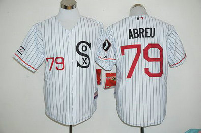 Chicago White Sox #79 Jose Abreu White Pinstirpe SOX 2016 Retro Baseball Jersey