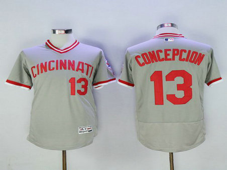 Cincinnati Reds #13 Dave Concepcion Gray Pullover 2016 Flexbase Majestic Baseball Jersey