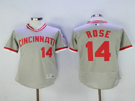 Cincinnati Reds #14 Pete Rose Retired Gray Pullover 2016 Flexbase Majestic Baseball Jersey