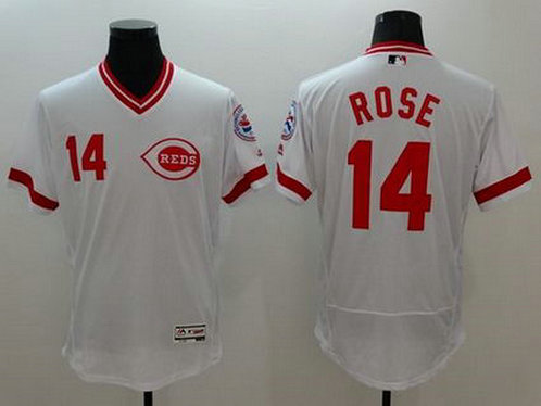 Cincinnati Reds #14 Pete Rose White Flexbase Authentic Collection Cooperstown Stitched MLB Jersey