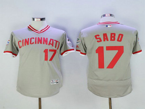 Cincinnati Reds #17 Chris Sabo Retired Gray Pullover 2016 Flexbase Majestic Baseball Jersey