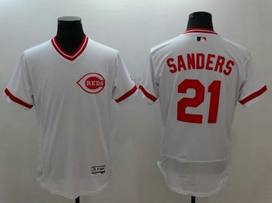 Cincinnati Reds #21 Reggie Sanders White Flexbase Authentic Collection Cooperstown Stitched MLB Jersey Cincinnati Reds #21 Reggie Sanders White Flexbase Authentic Collection Cooperstown Stitched MLB Jersey