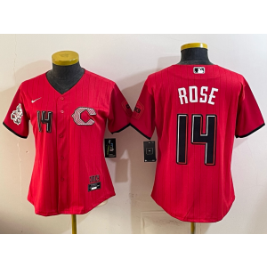 Cincinnati Reds 14 Rose Red 2026 City Connect Cool Base Women Jersey