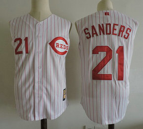 Cincinnati Reds 21 Reggie Sanders White Cooperstown Collection Player MLB Jersey