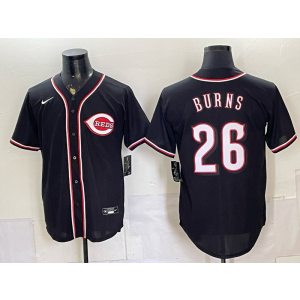 Cincinnati Reds 26 Burns 2026 Black Out Men Jersey