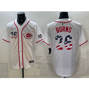 Cincinnati Reds 26 Burns White USA 250 Fourth of July Men Jersey