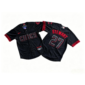 Cincinnati Reds 27 Sal Stewart Black City Connect Nike Cool Base Men Jersey