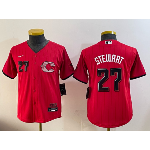 Cincinnati Reds 27 Sal Stewart Red 2026 City Connect Cool Base Youth Jersey