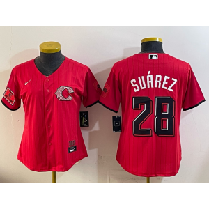 Cincinnati Reds 28 Suarez Red 2026 City Connect Cool Base Youth Jersey
