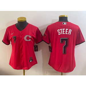 Cincinnati Reds 7 Steer Red 2026 City Connect Cool Base Women Jersey