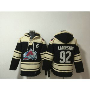 Colorado Avalanche 92 Gabriel Landeskog Black All Stitched Sweatshirt Hoodie