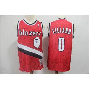 Comfortable Monkey Portland Trail Blaze 0 Damian Lillard Red Men Jersey