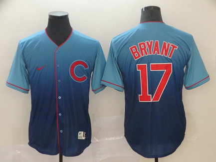 Cubs 17 Kris Bryant Blue Drift Fashion Jersey