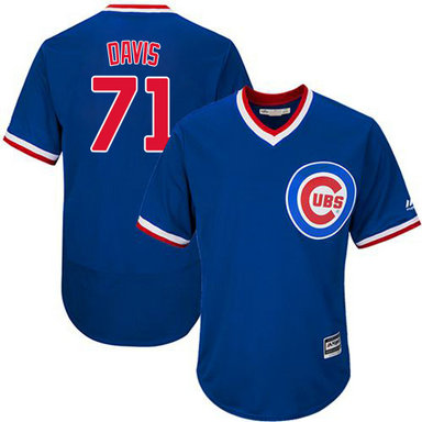 Cubs 71 Wade Davis Blue Cooperstown Cool Base Jersey