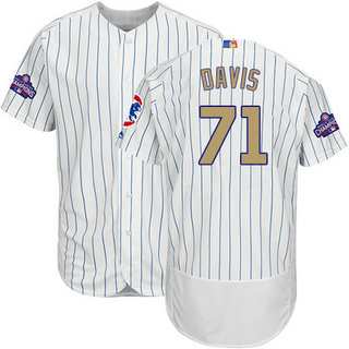 Cubs 71 Wade Davis White World Series Champions Gold Program Flexbase Jersey